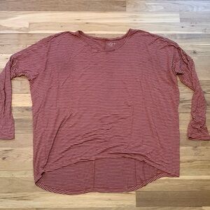 LOFT Long Sleeve Drop Shoulder Oversized Striped Tee Shirt Women’s M